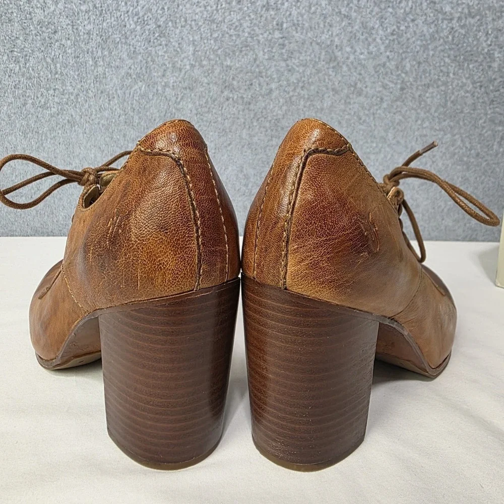 Frye Heel 7.5 Carson Heel Oxford Brown Lace Up - Picture 6 of 11